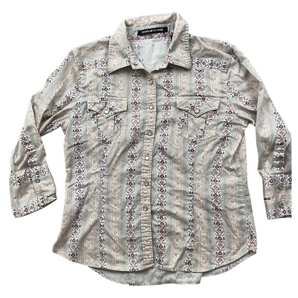 DKNY Y2K Western Button Down Shirt Womens XL Coastal Cowgirl - Picture 2 of 10